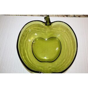 Vintage Hazel Atlas Green Apple Shaped Salad Bowl 10 X 11 X 3.5‎ In.